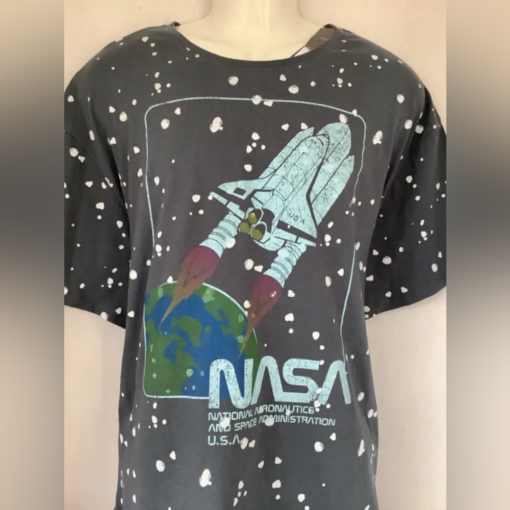 Grayson Threads Men T-Shirt XL gray Polka Dot NASA Space Shuttle